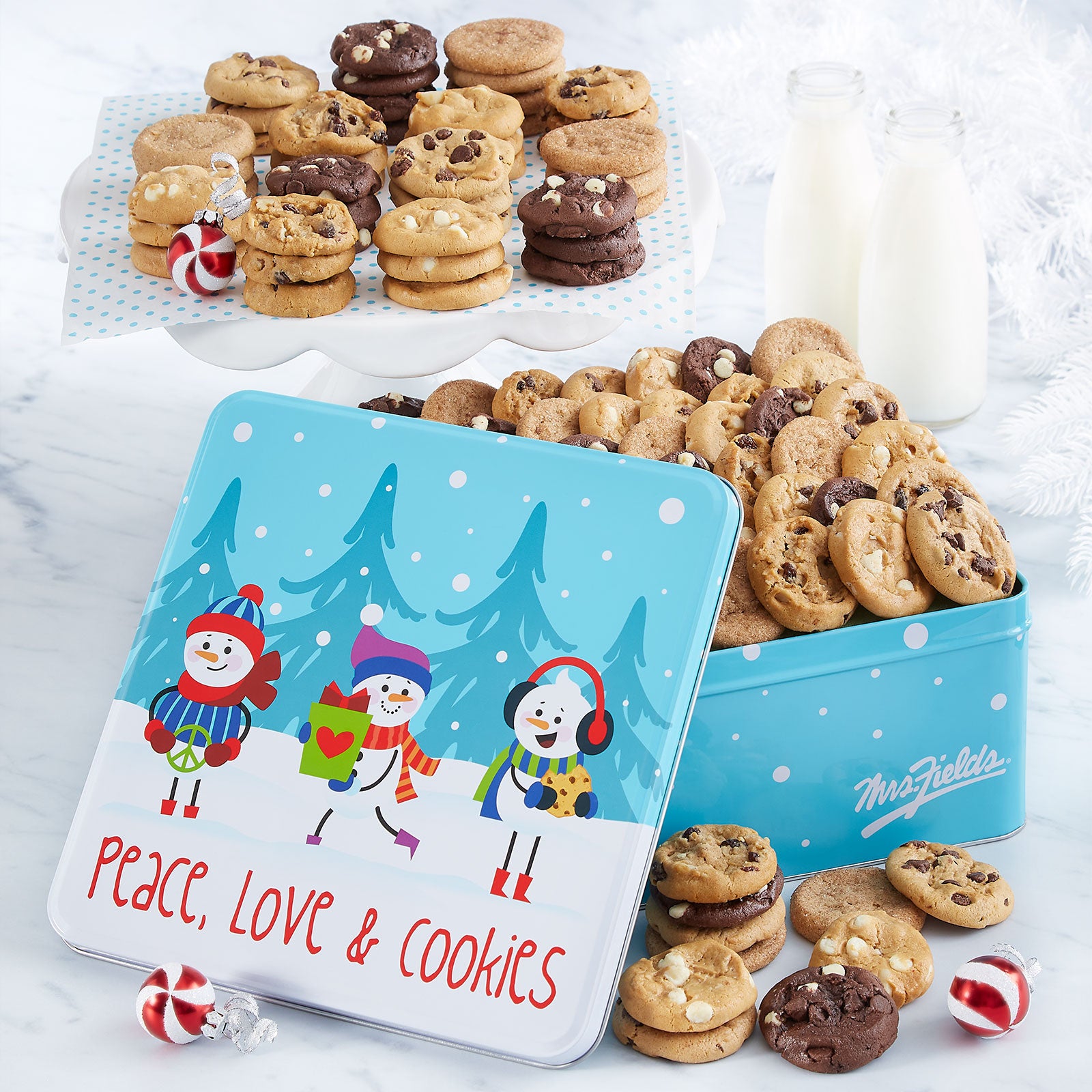 Snow Friends Peace Love & Cookies 90 Nibblers® Bite-Sized Cookies Tin