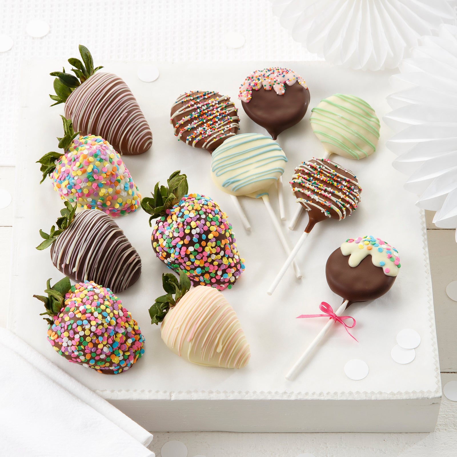 Chocolate Covered Company Valentine's Day Belgian 6 Chocolate Covered  Strawberries and 6 Mini Cheesecake Pops